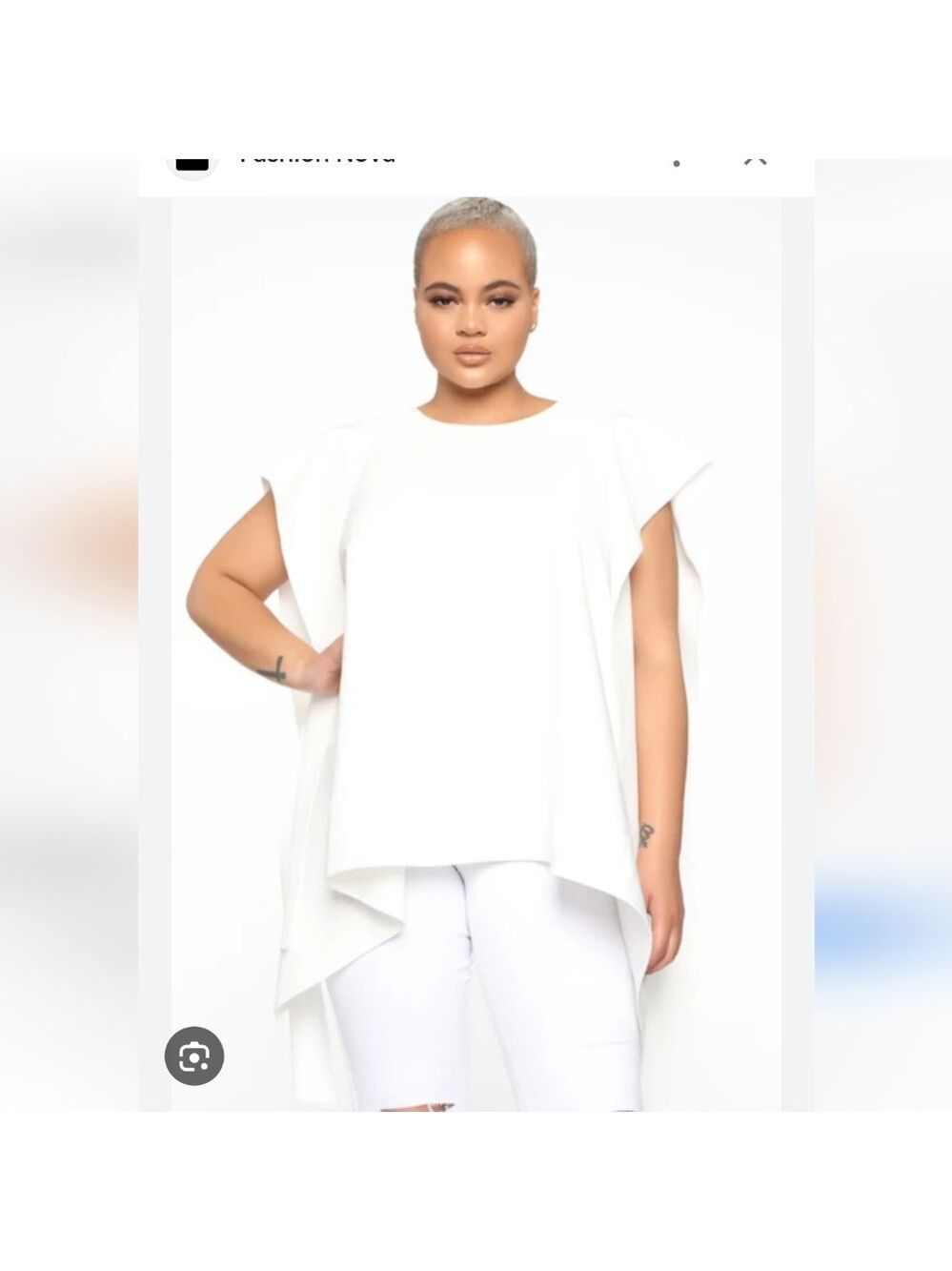 Fashion Nova White Draped Cape-Sleeve Tunic